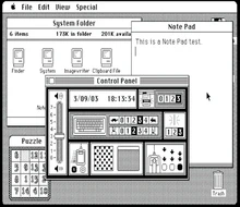 Interface du Macintosh System 1 avec bureau et icônes