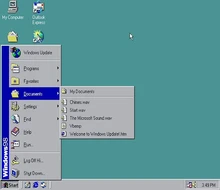 Bureau de Windows 98 avec Internet Explorer