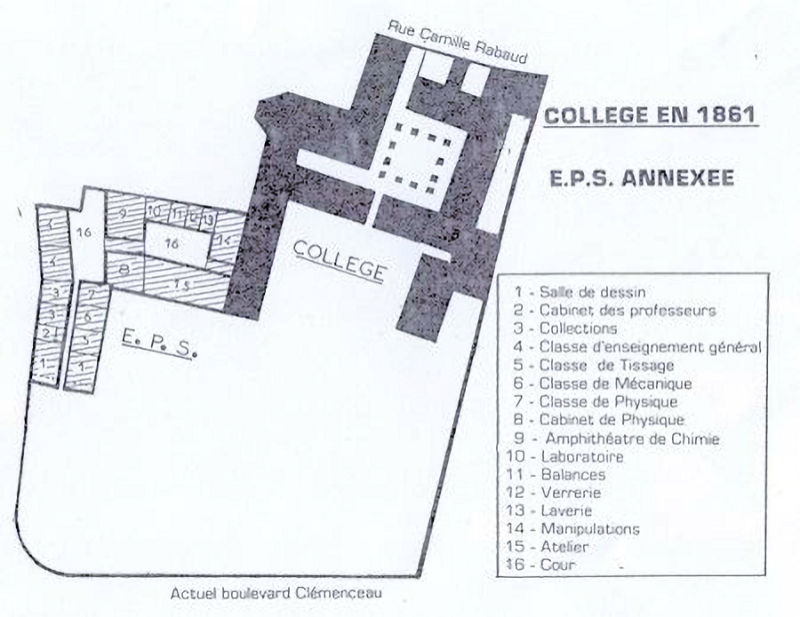 Plan du collège de Castres en 1861